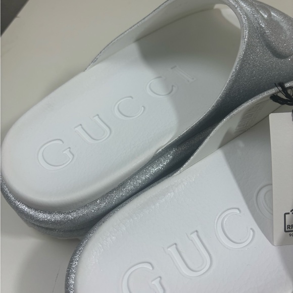 Gucci Interlocking G Glitter Rubber Platform Mules Sandals Slide - Picture 5 of 7